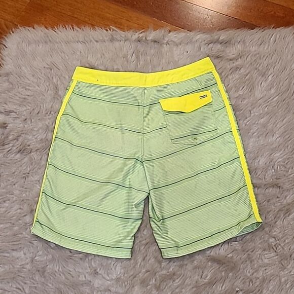 Hurley boys green, bright yellow and black stripped board shorts size 16 - Picture 5 of 5